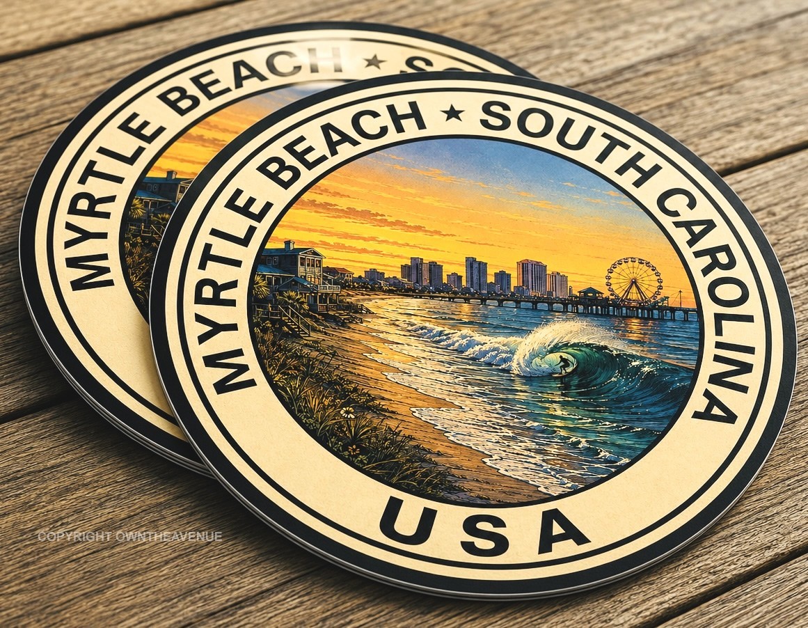 x2 Myrtle Beach South Carolina Souvenir Car Truck Vinyl Sticker Decals 3.5″