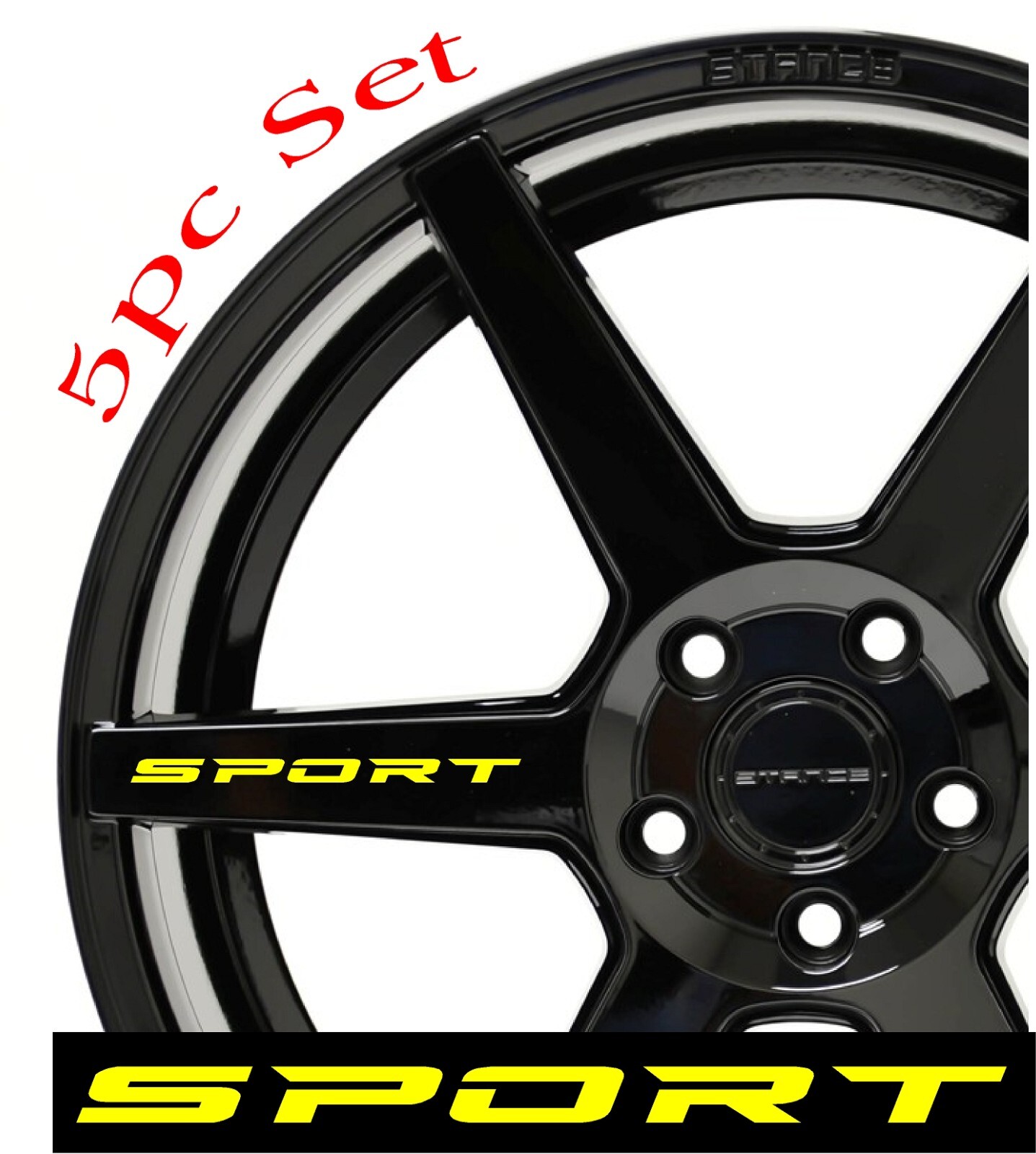 SPORT Decal Sticker Wheels Rims Racing Sport car Sticker Emblem logo 5pcs