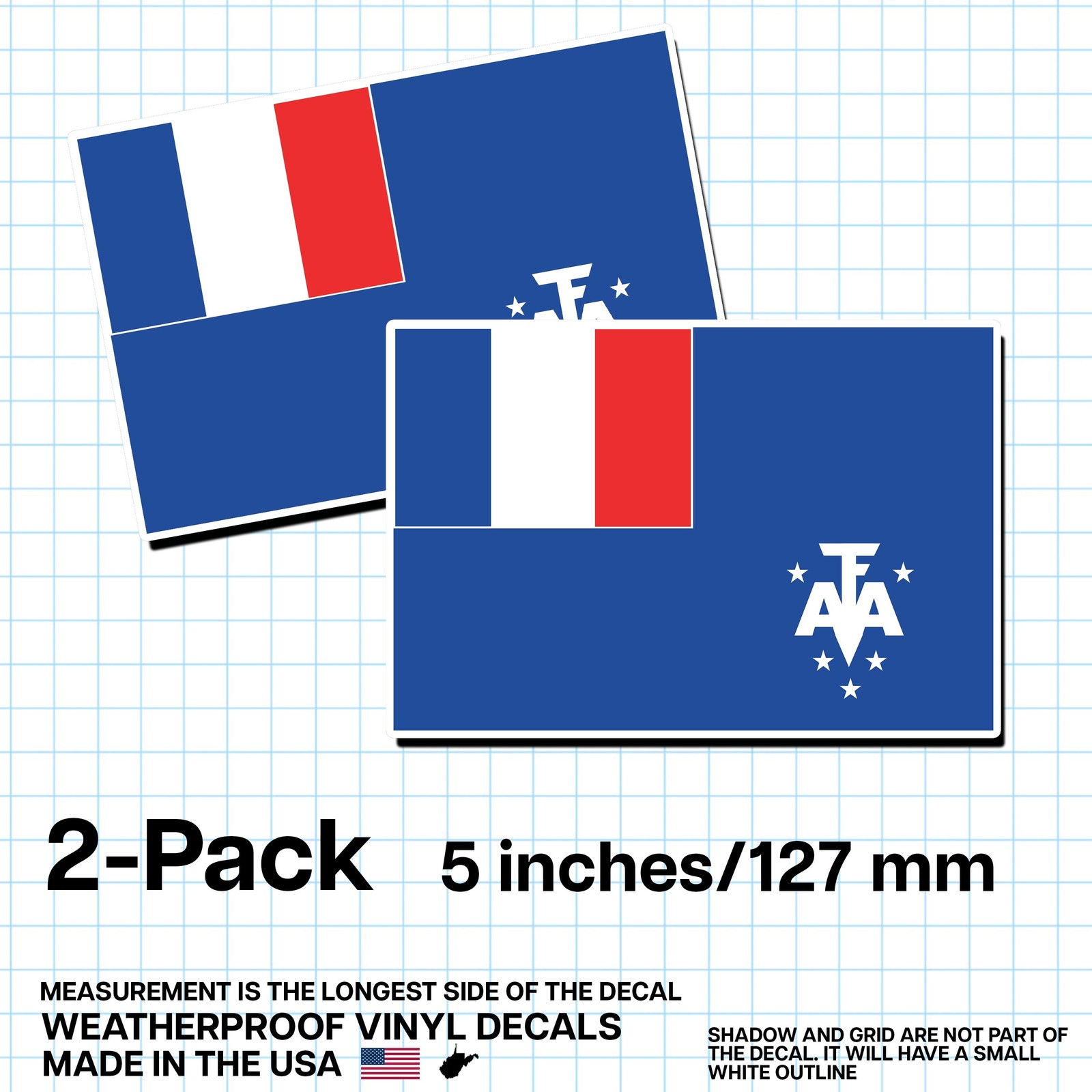French Southern Territories Flag Sticker 5″ 2-Pack – TF Pride Vinyl Decal