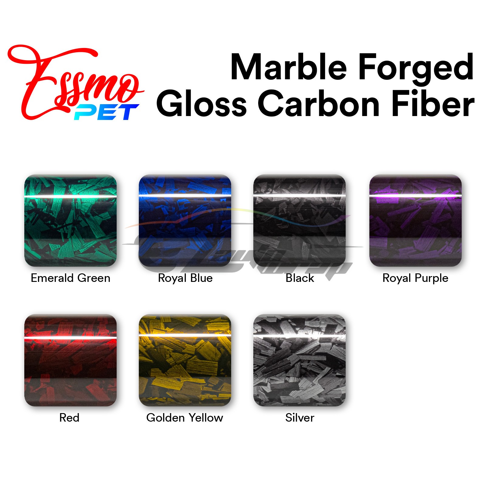 ESSMO PET Marble Forged Gloss Carbon Fiber Vehicle Vinyl Wrap Decal Sticker Film