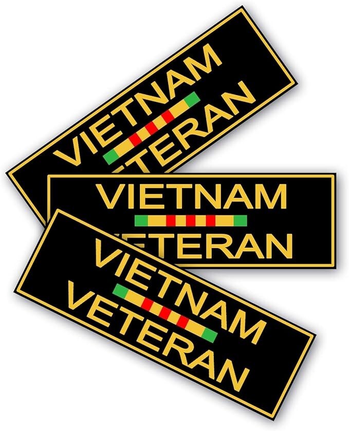 9×3 Vietnam Veteran Sticker 3-Pack Vet Sticker 100% Waterproof Car Window Laptop