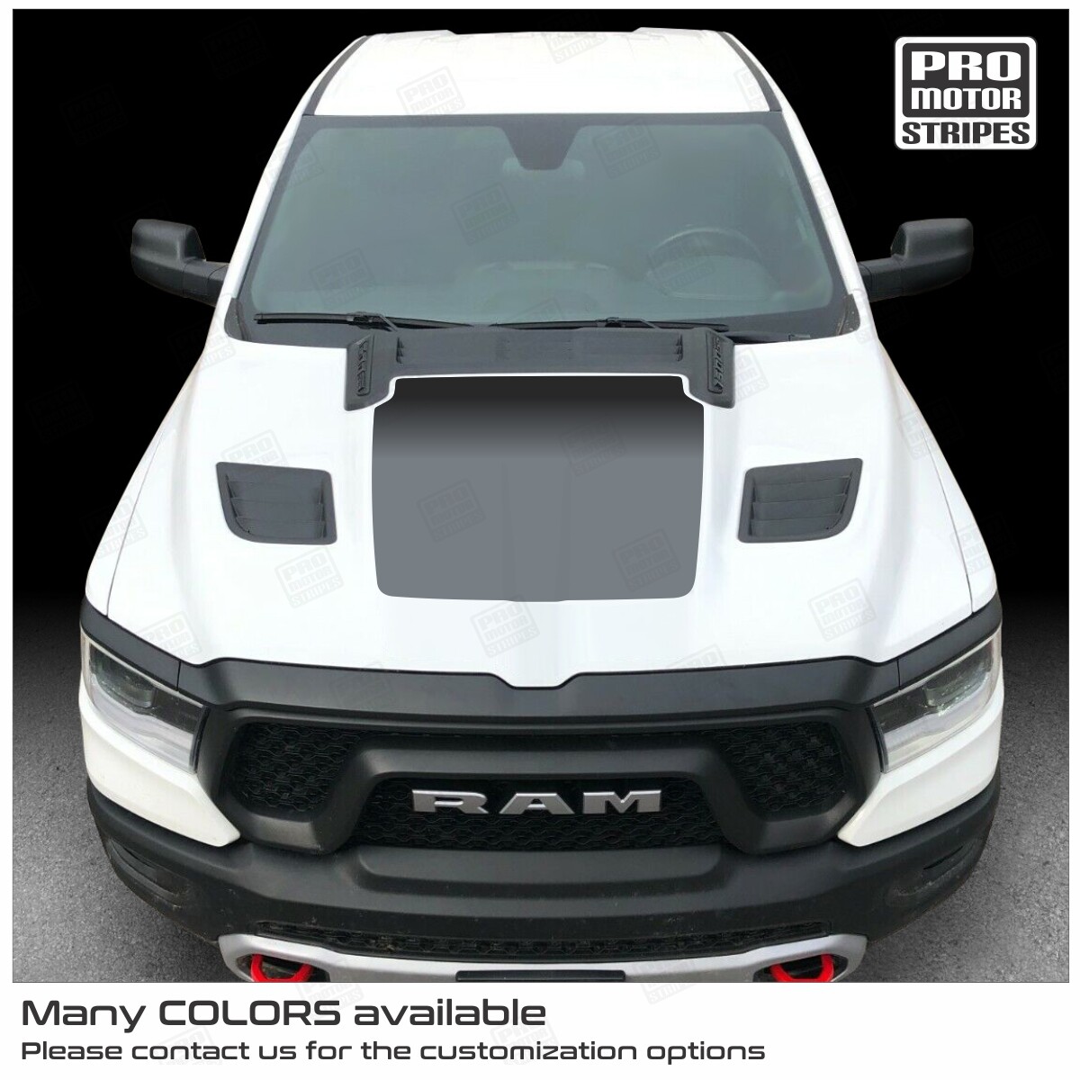 Dodge RAM 1500 Rebel 2019-2023 Hood Decal Stripe Solid Graphic (Choose Color)
