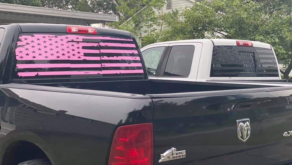 Tattered American Rear Glass Flag .. VINYL. Compatible With DODGE RAM