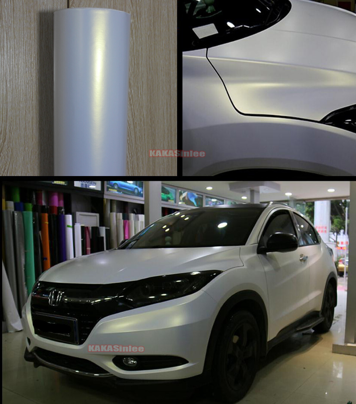 50FT Satin WH Gold Chameleon Whole Car Vinyl Wrap Pearl Metal Hood Sticker BO