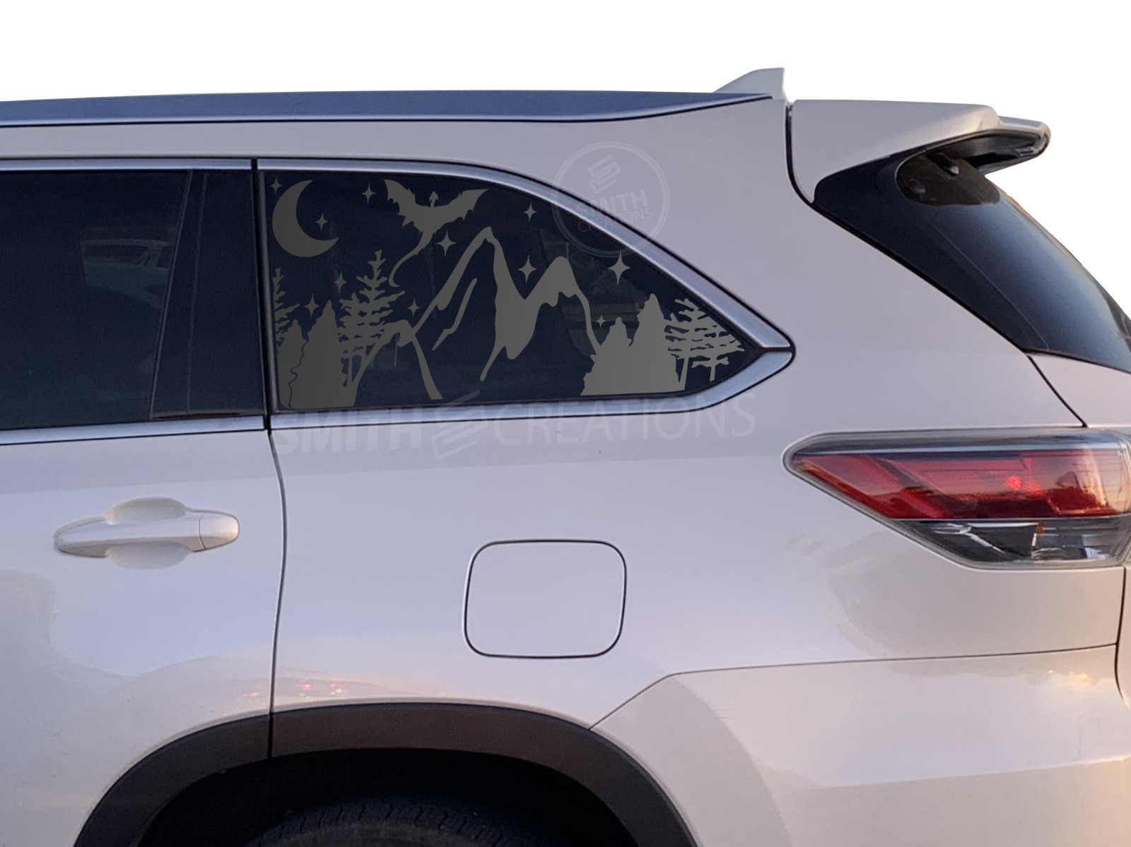Fits 2014-2019 Toyota Highlander Dragons Flying over Mountain Scene Window Decal