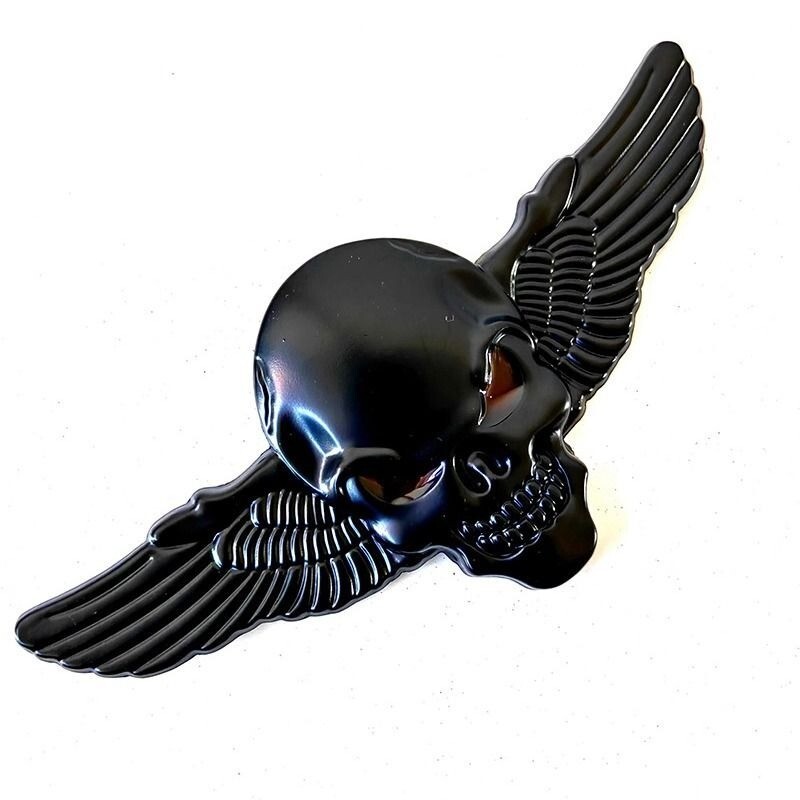 Metal 3D Skull Angle Wing Emblem Rear Trunk Badge Decal Tank Door Body Sticker