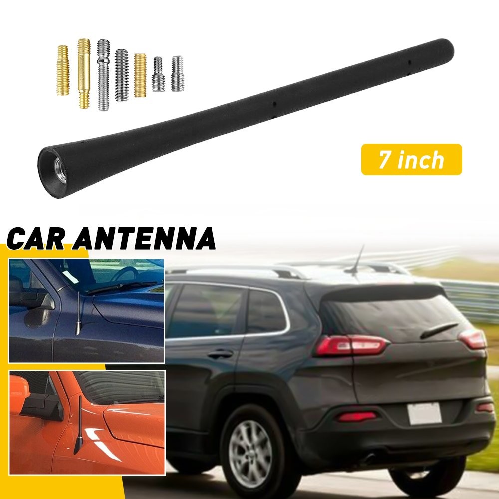 1/2X 7″ Short Antenna Rubber Mast Radio Black AM/FM for Chevy Silverado Sienna