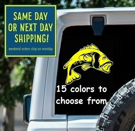 5 Sizes BASS FISHING Car Window DECAL STICKER MacBook Laptop Tablet iPad Wall