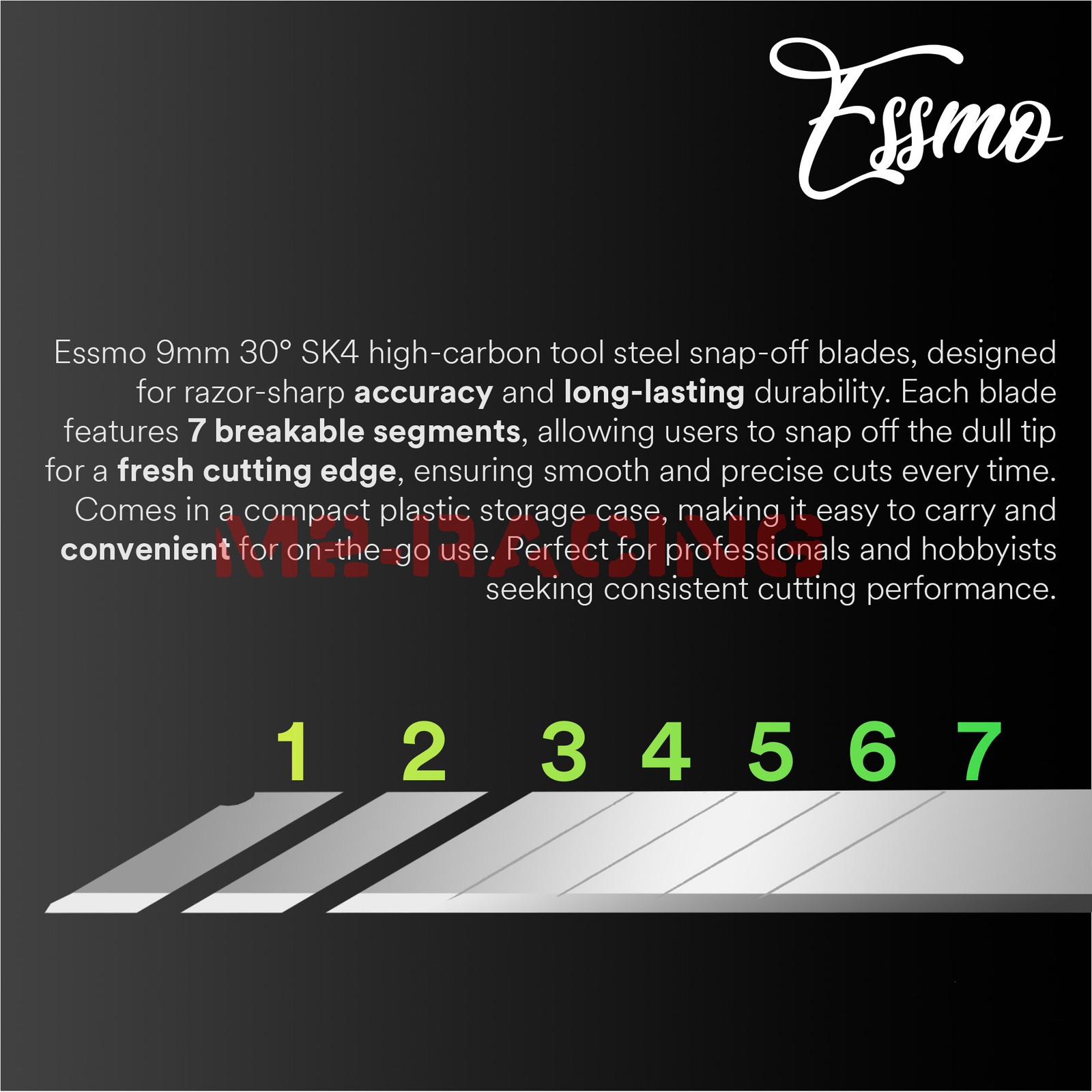 ESSMO 50pcs 30° Utility Knifes Blades Stainless Steel Vinyl Wrap Graphics Tools