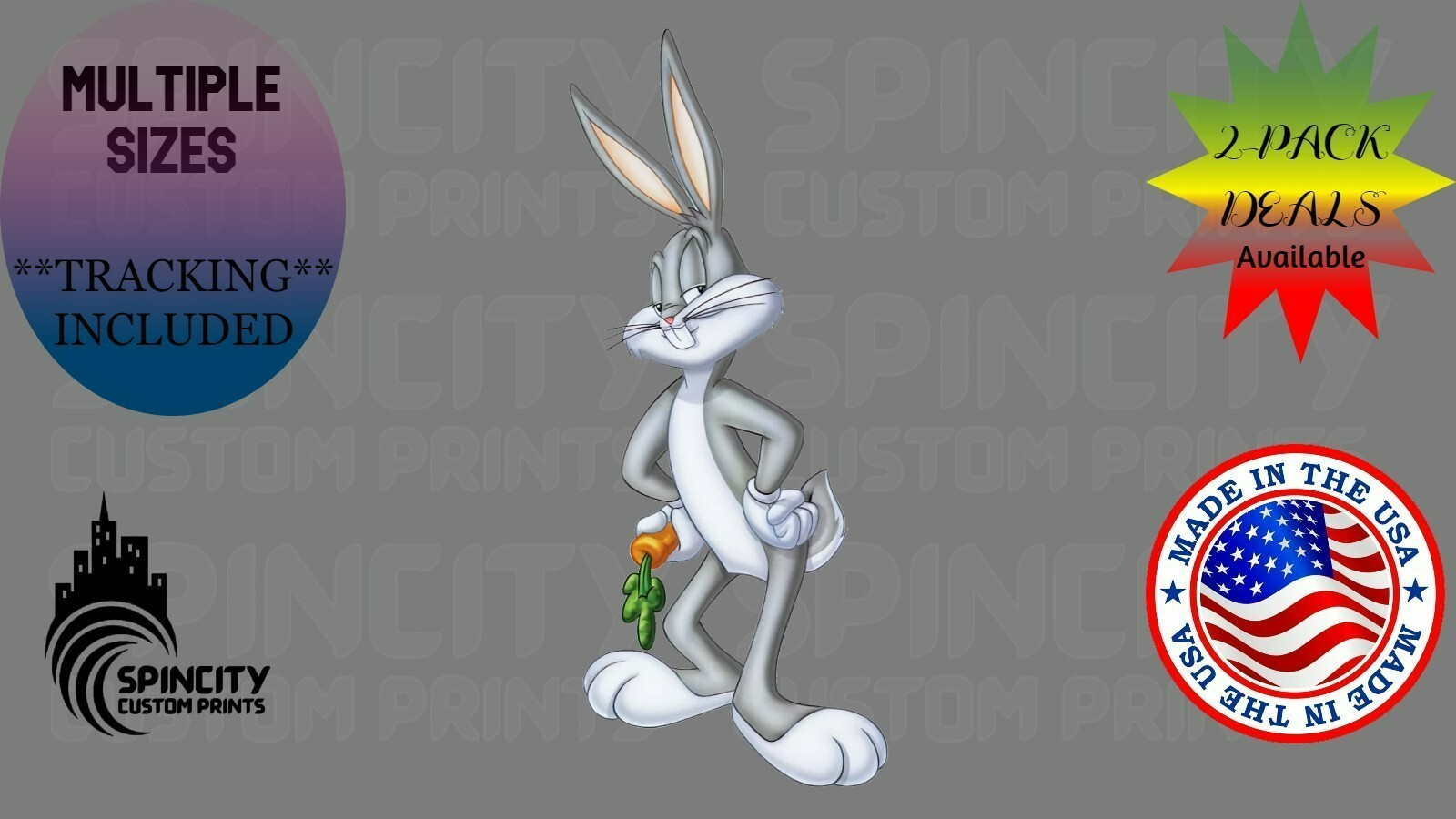 Bugs Bunny with Carrot Vinyl Decal Cartoon Laptop Large Sticker Multiple Sizes