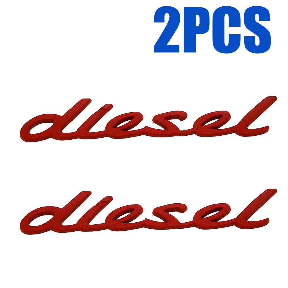2Pcs 3D Diesel Metal Chrome Emblem Logo Badge Adhensive Emblem