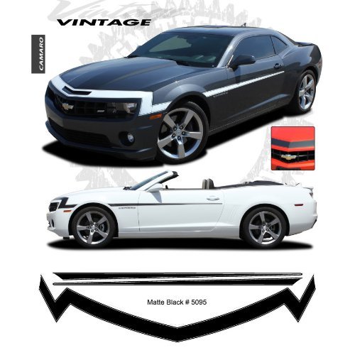 Chevrolet Camaro V6 2010-2013 Vintage Nose Stripe Graphic Kit – Matte Black