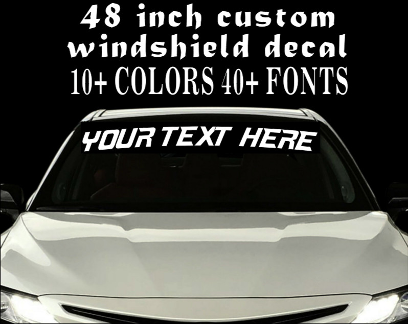 CUSTOM VINYL WINDSHIELD BANNER Lettering Decal Name Sticker Window Tattoo car