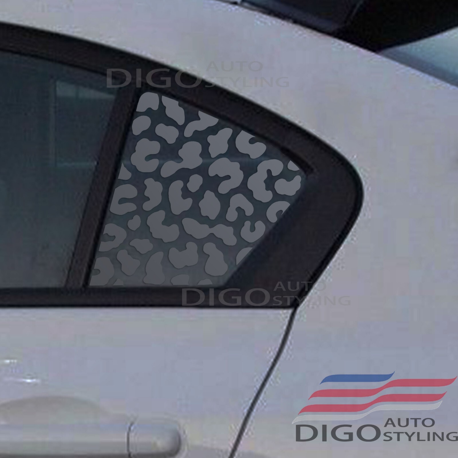 Fits 2012-2015 Honda Civic Rear window Leopard Cheetah Print Decals sticker blk