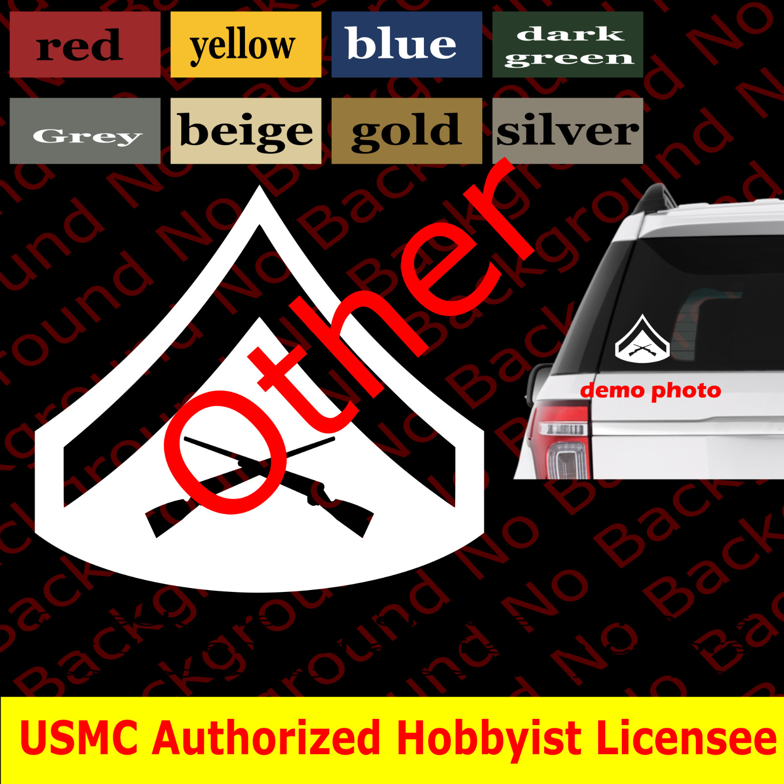 USMC Marines E3 Lance Corporal Rank Die Cut Sticker Vinyl Decal for Veteran AY98
