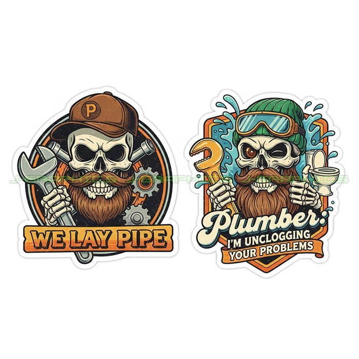 Plumber Plumbing Vinyl Decal Sticker Funny Trade Unclogging 2 pack L