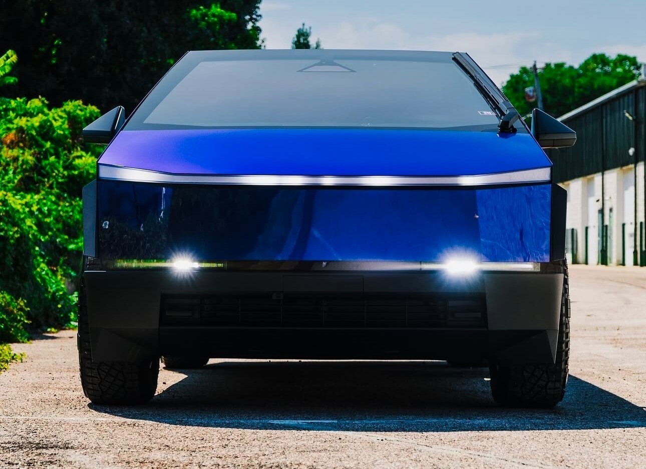 Tesla Cybertruck DIY Full Vinyl Wrap Color Shift Ultra Gloss Star Light Blue Red