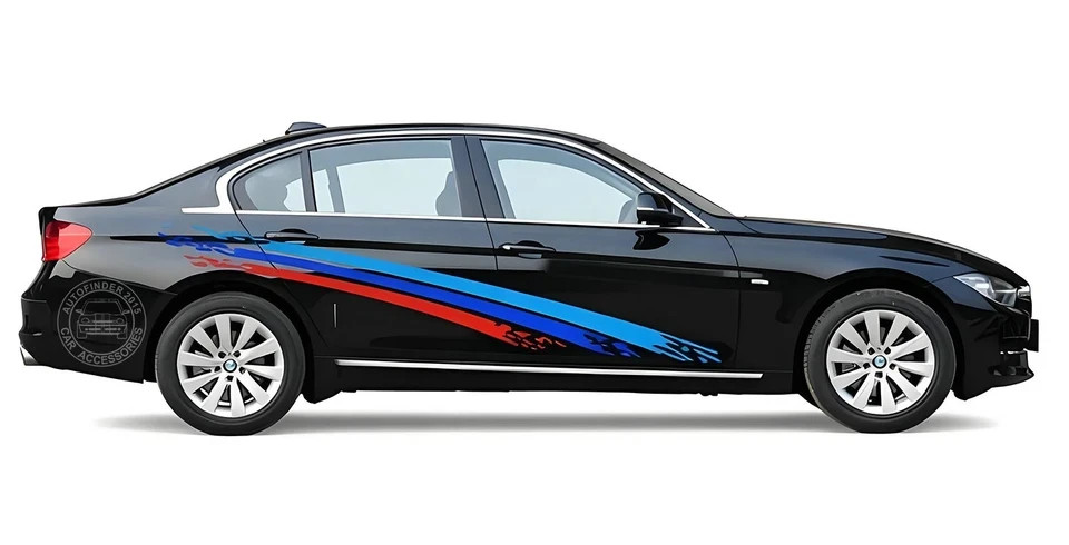 Graphics Tricolor Stripe Car Sticker For BMW X3 X4 X5 X6 Side Door Racing Decals
