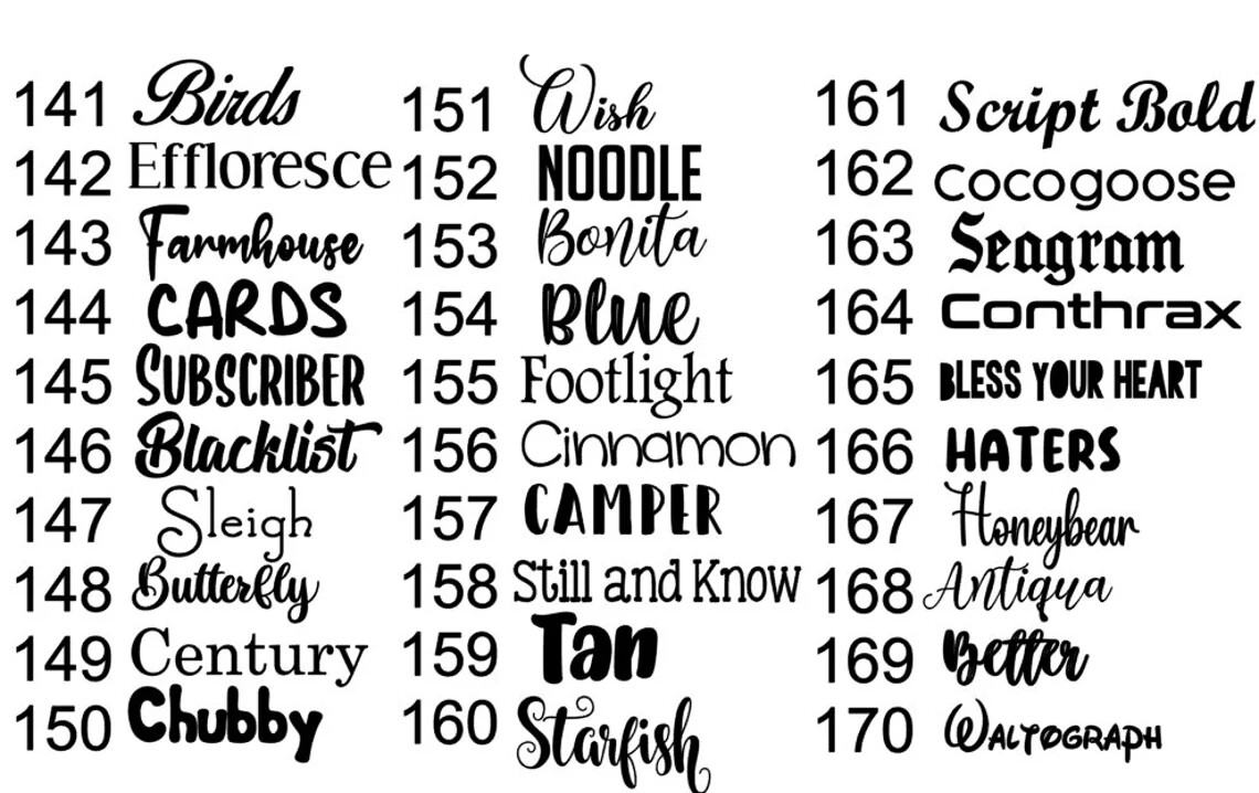 Custom vinyl decal Die Cut lettering multi font sizes colors reflective chrome