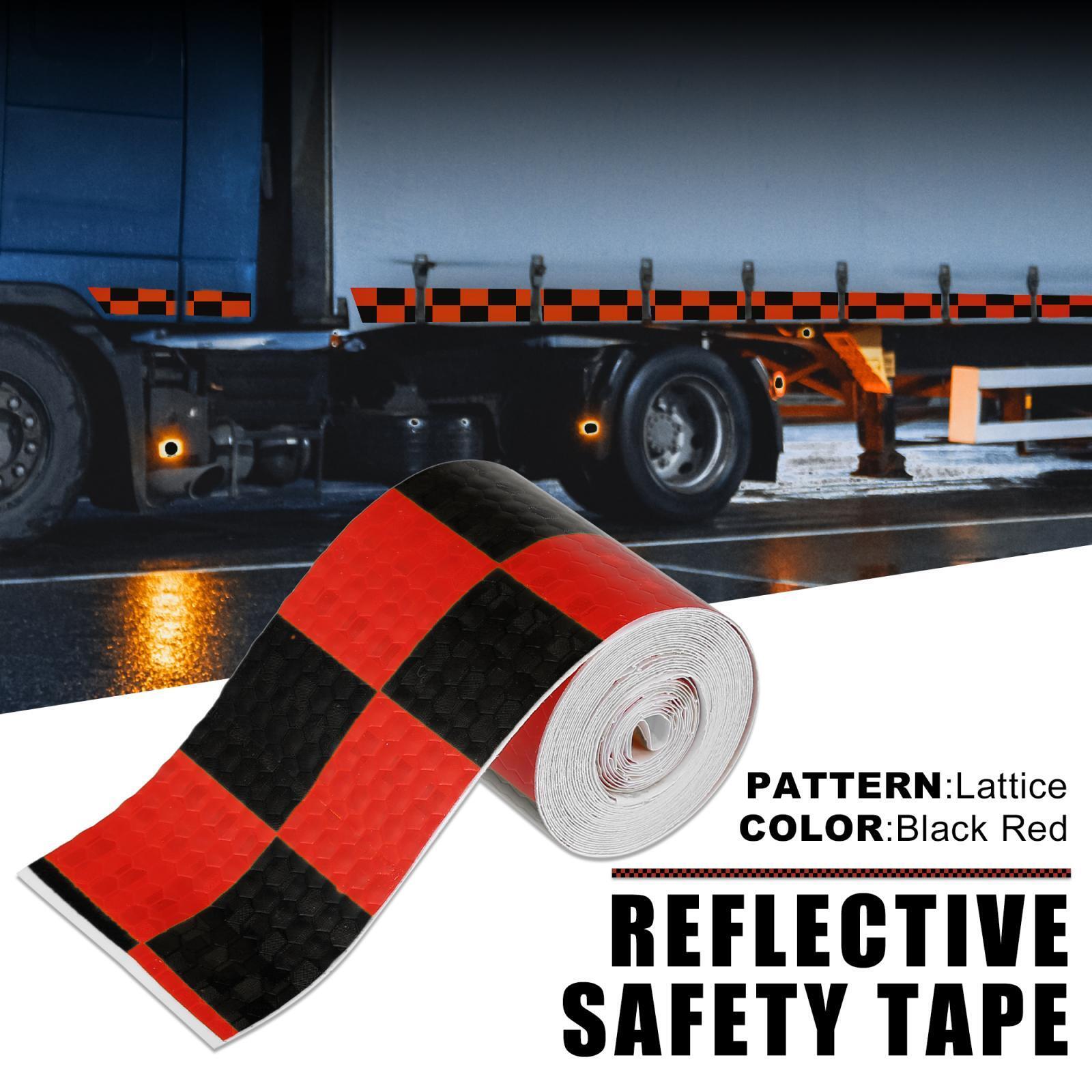 1pcs Reflective Safety Caution Tape Adhesive Marking Signs for Cars Black Red