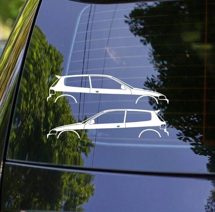 2x Car Silhouette Decal Stickers for Honda Civic EG Hatch Si 5th gen B16 JDM