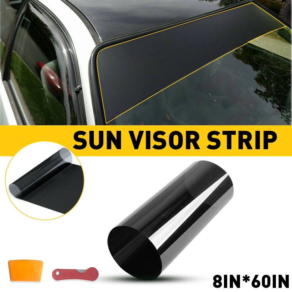 60″x8” Car Window Tint Windshield Sun Vinyl Visor PVC Decal Strip Sticker Black