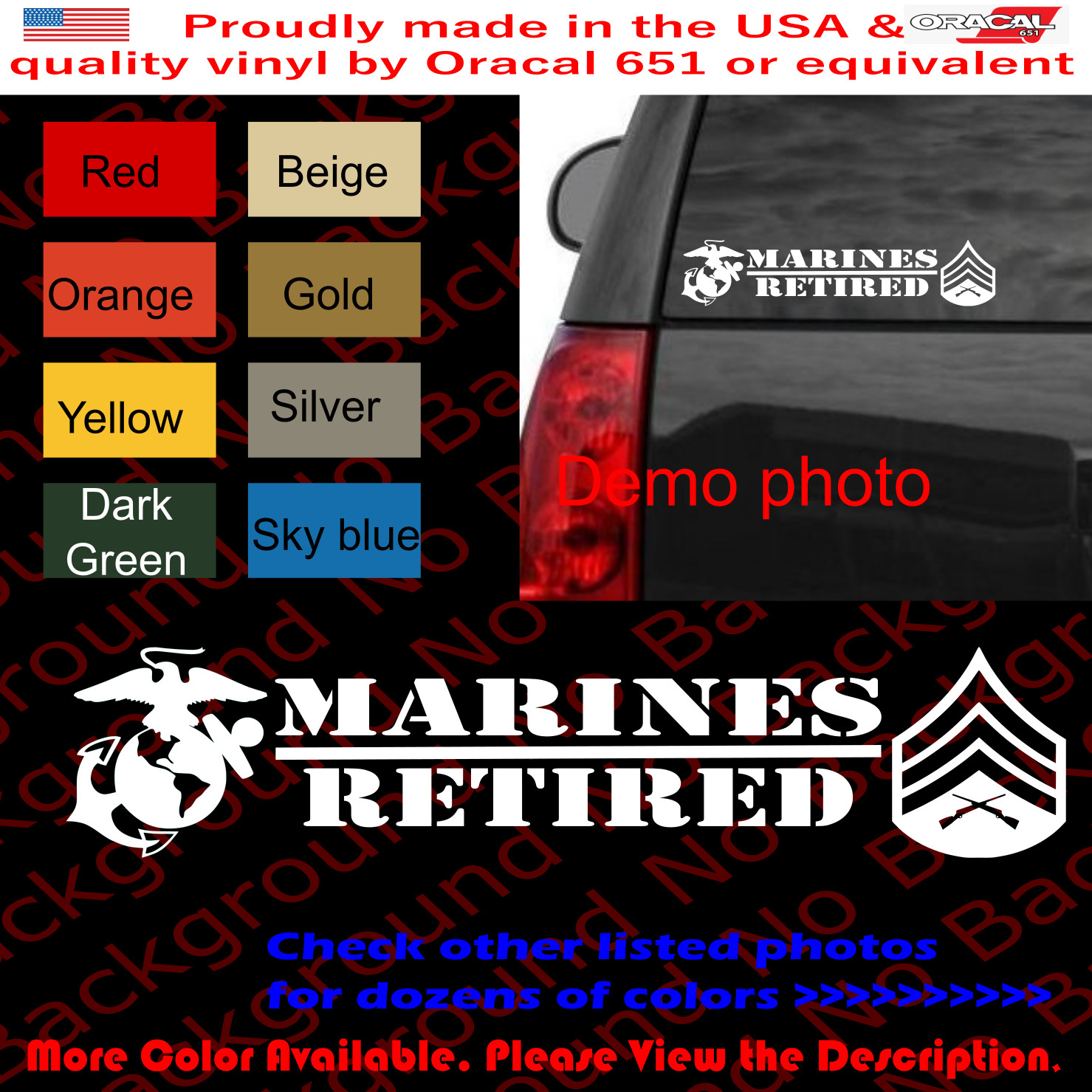 USMC EGA E5 SGT RETIRED Marines Vinyl Die Cut Decals Stickers Semper Fi AY095R