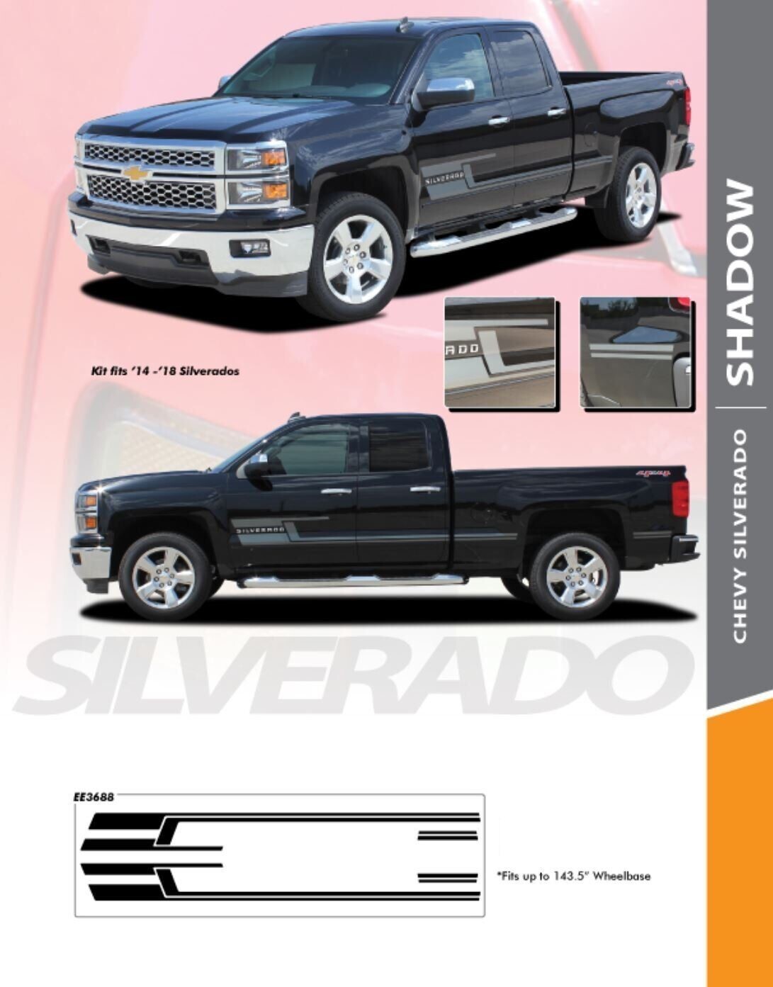 2014-2018 Chevy Silverado Shadow Stripe Kit