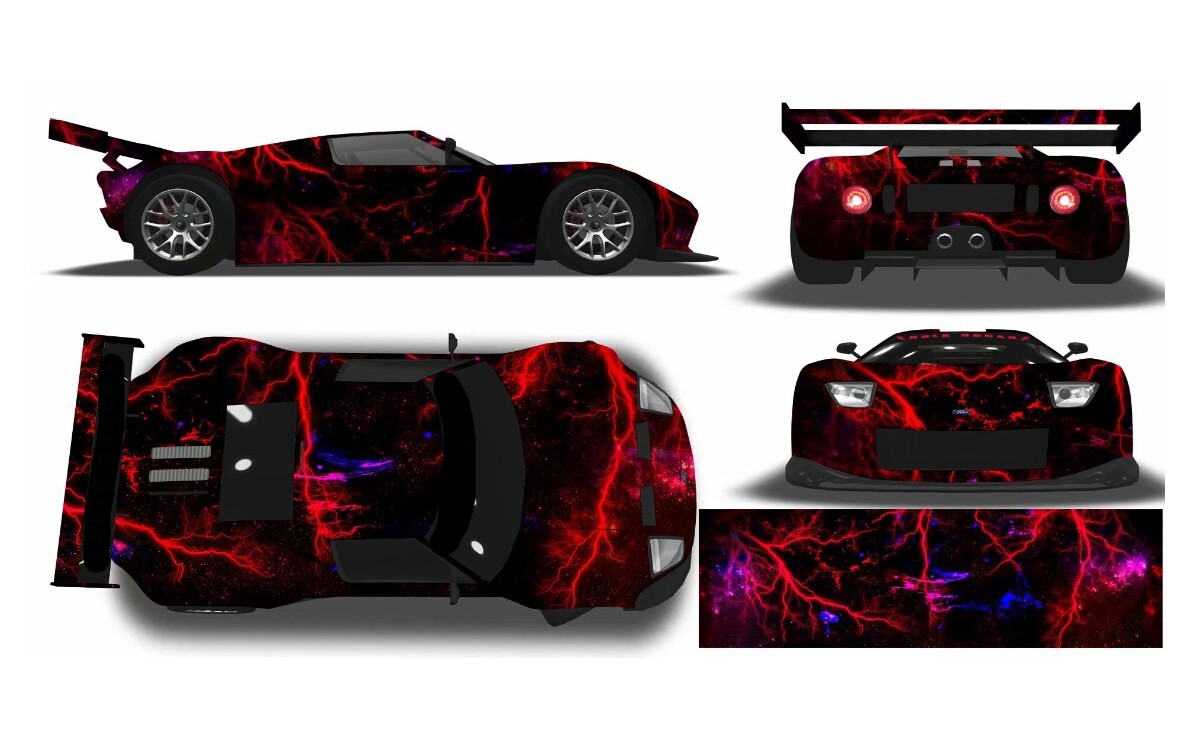 Red Lightning Strike Graphic Vinyl Car Wrap Film Sheet +Free Tools( 2 feet & up)
