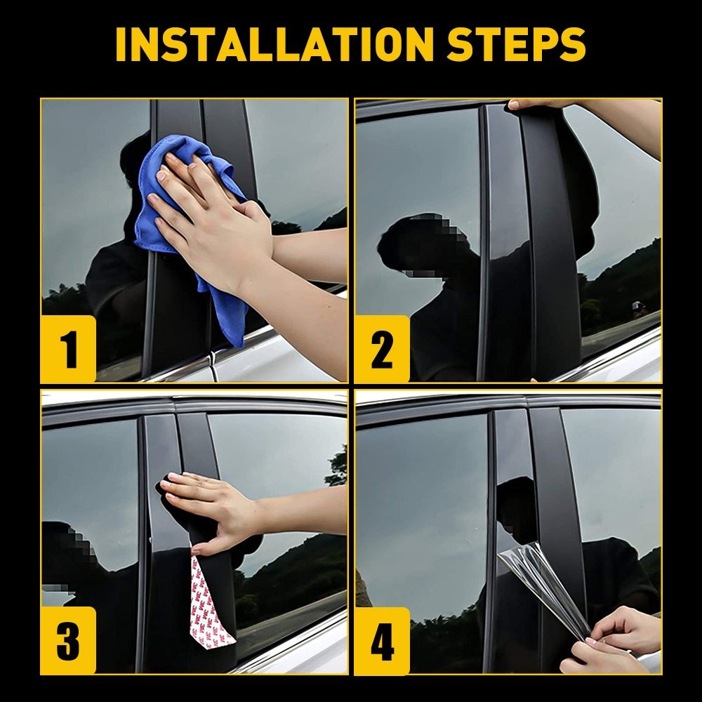 6/12x Piano Black Posts Pillar for Honda 2017-2022 CRV Window Trim Cover Kits