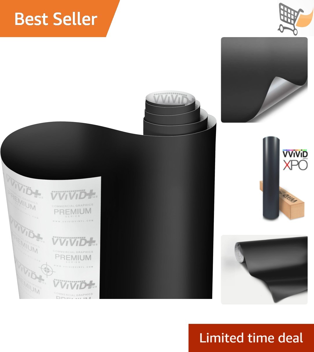 Black Matte Car Wrap Vinyl Roll 1.5ft x 5ft 3MIL Air Release PVC for Vehicles