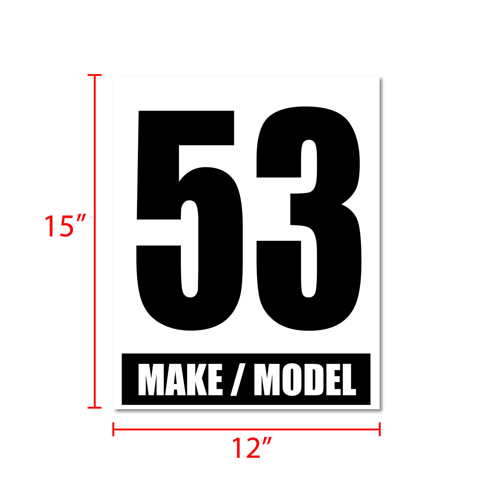 White Number Letter Model Sticker Glossy Matte Magnet Custom x2 Autocross Track