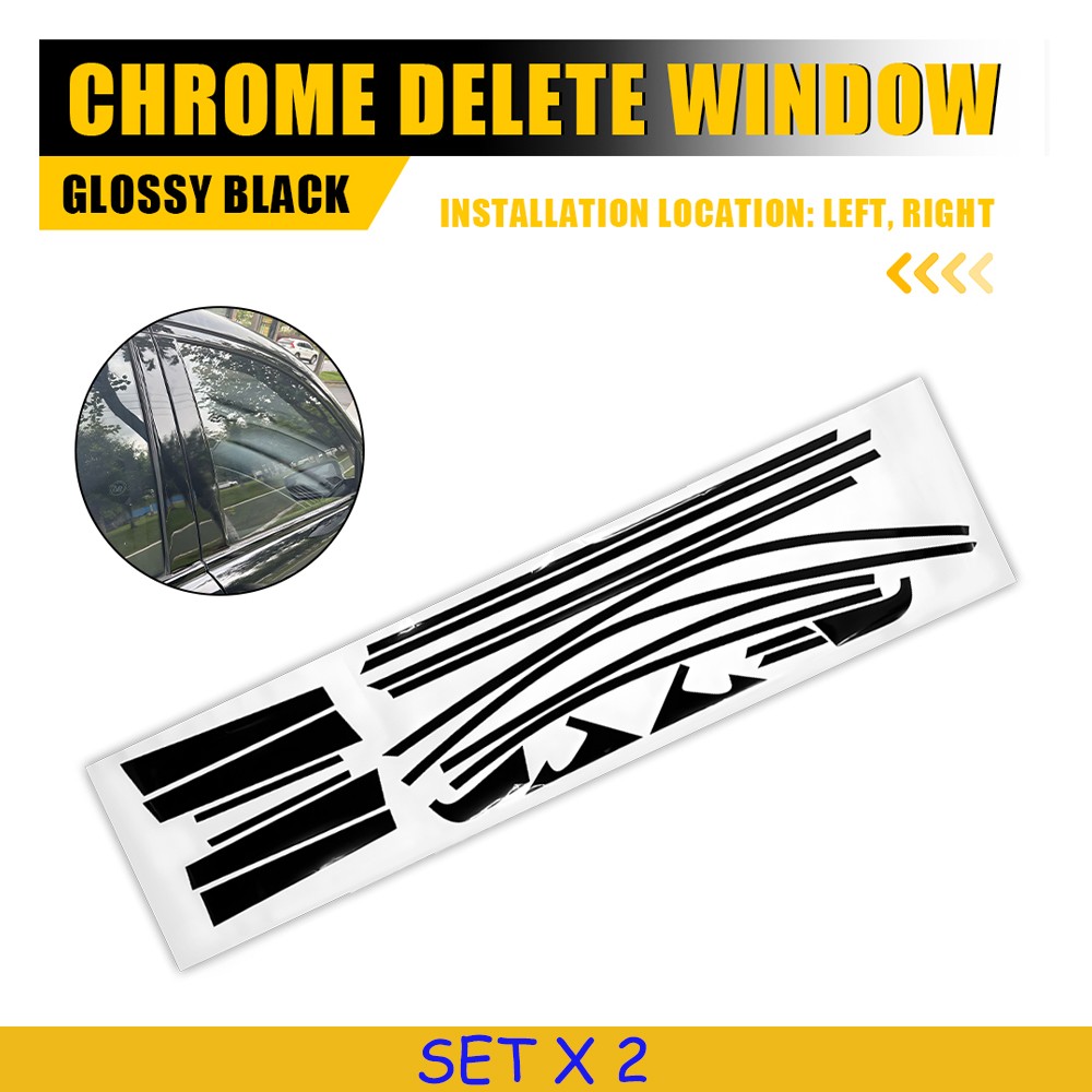 2Set Fit Honda Accord 2008-2012 Overlay Vinyl Precut Window Trims Black Finish