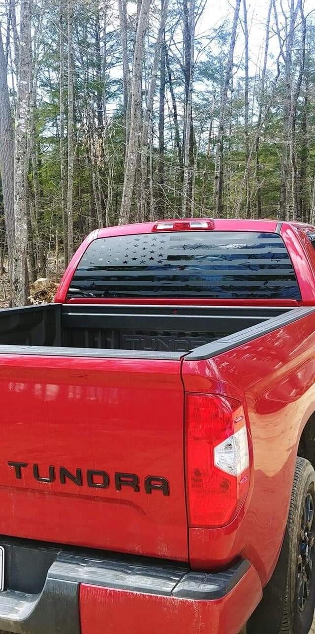 COMPATIBLE with Dodge Ford Chevy Toyota Full Rear Glass Tattered Flag ..VINYL