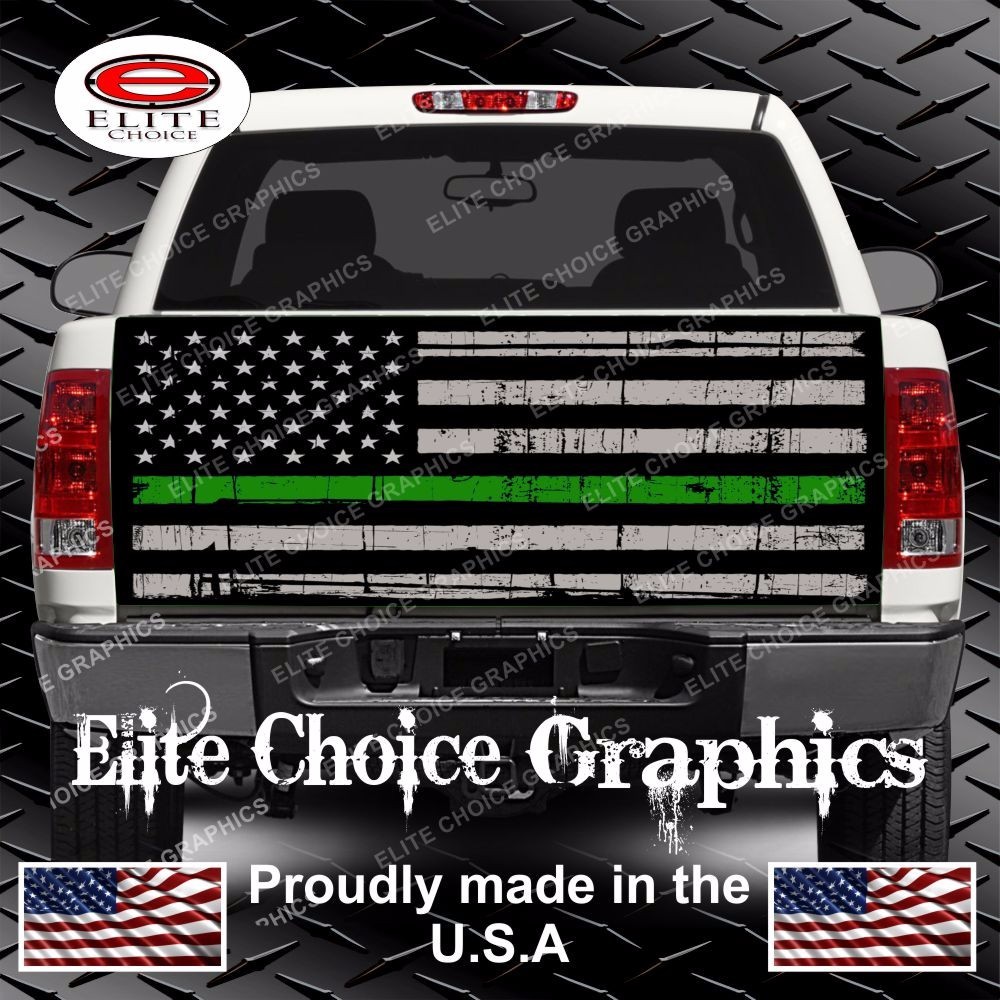 Thin Green Line Flag Truck Tailgate Wrap Vinyl Graphic Decal Sticker
