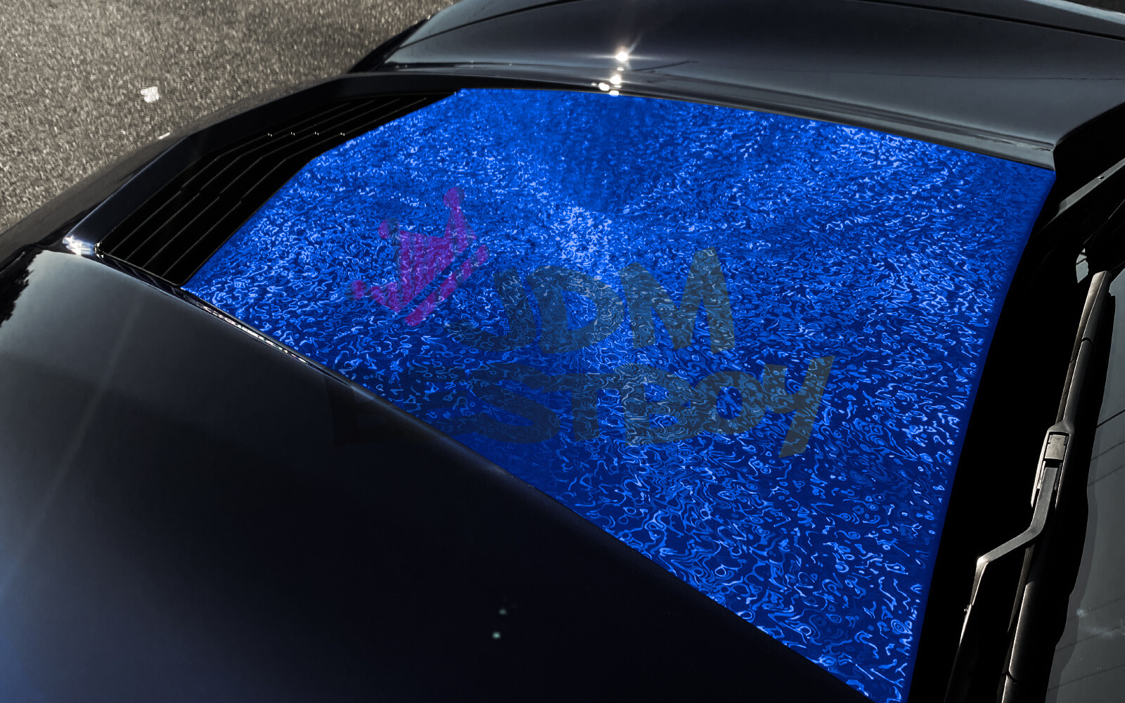 PET Damascus Steel Forged Carbon Fiber Royal Blue Car Vinyl Wrap Decal Sticker