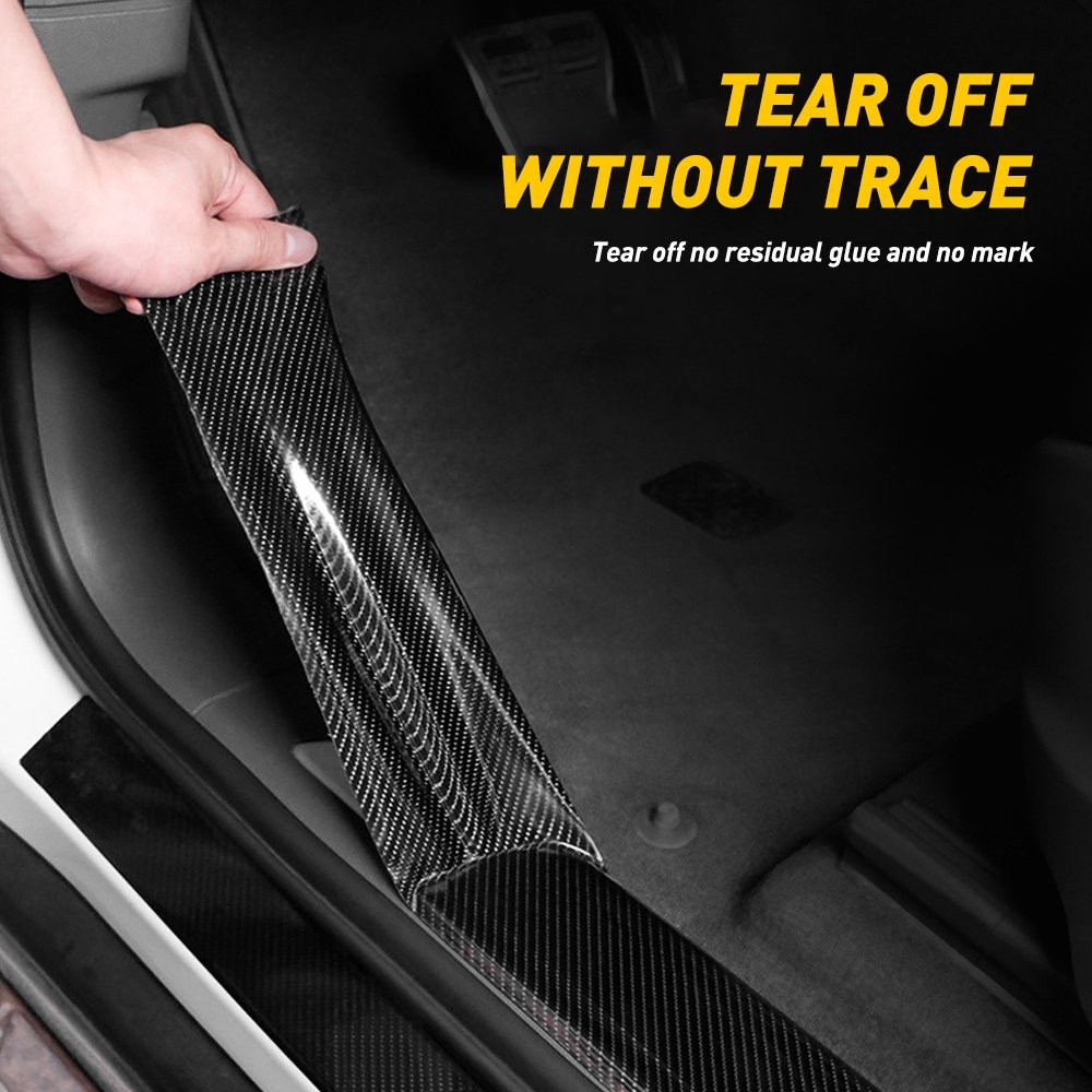 Car Door Carbon Fiber Sticker Body Anti Scratch Protector Sill Scuff Cover Strip