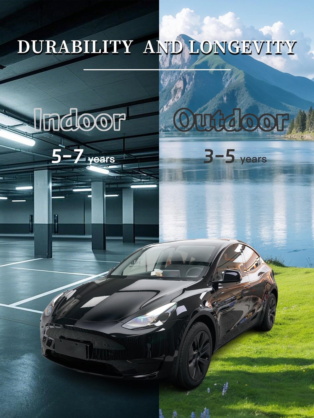 Vinyl Car Wrap 1ft x 5ft Gloss Black, Scratch Resistant, Air Release