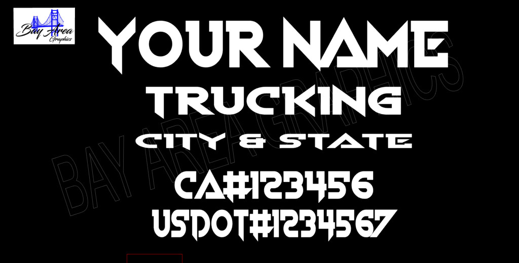 TRUCK DOOR COMMERCIAL DECALS CUSTOM SAME STYLE TEXT & DOT OUTDOOR VINYL X2