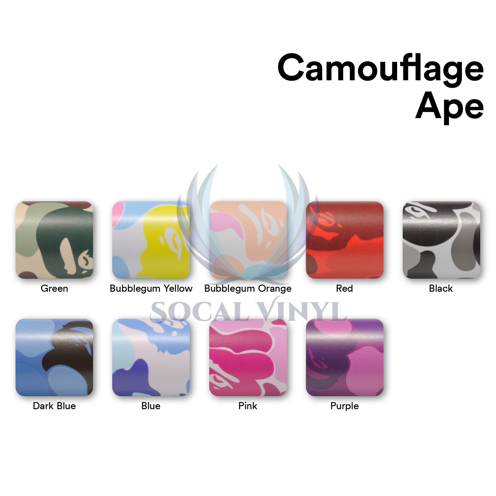Camouflage Ape Camo Dark Blue Black Car Auto Vinyl Wrap Sticker Decal Sheet Film