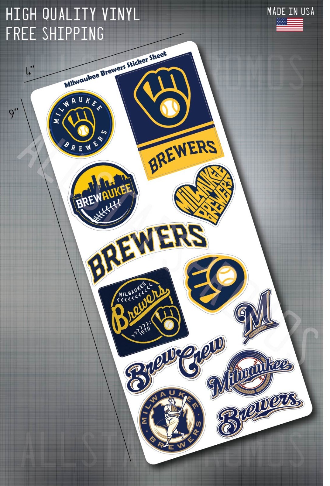 Milwaukee Brewers Brew Crew City Connect Decal Sticker Sheet