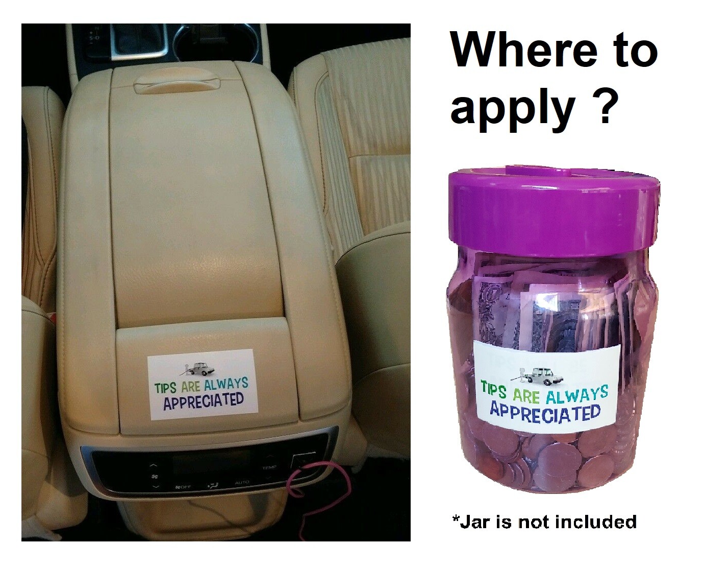 CAR RULES STICKER + GRATUITY STICKER FOR RIDE SHARE
