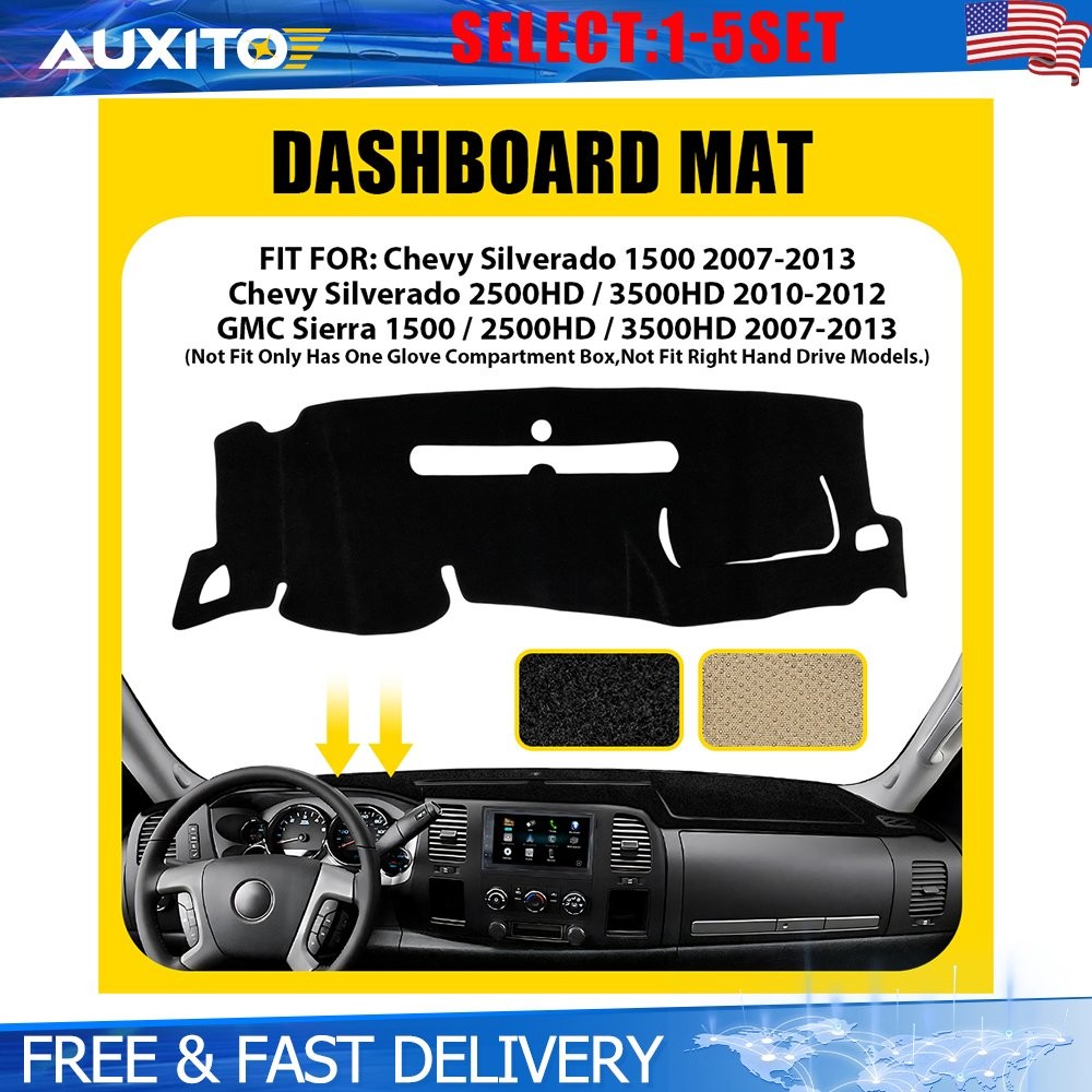 Dashboard Dash Cover Carpet for Chevy Silverado 07-13 and GMC Sierra 07-13 1-5X