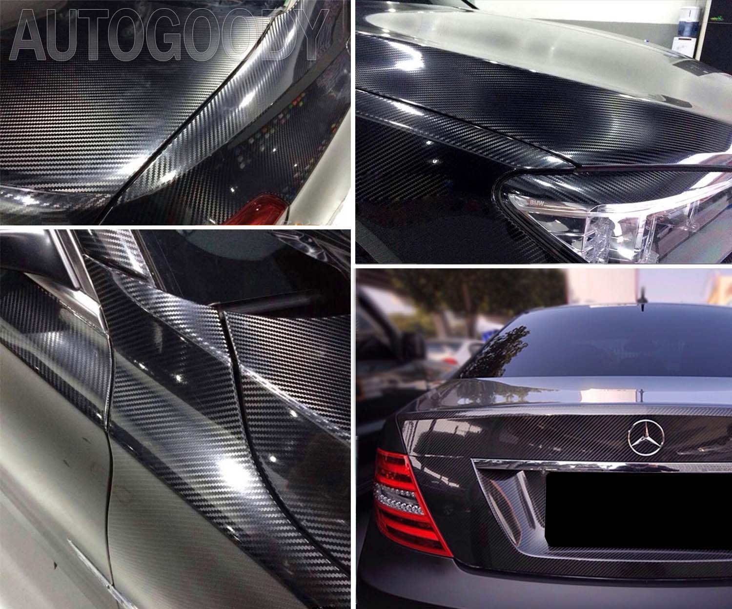 5D Premium HIGH GLOSS Black Carbon Fiber Vinyl Wrap Bubble Free Air Release 6D