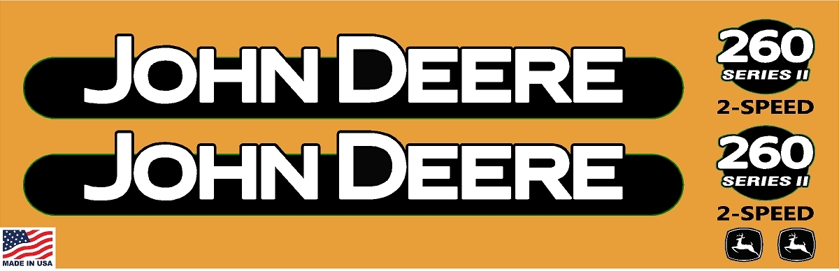 John Deere style 260 Series II skidsteer skid loader decal kit stickers JD