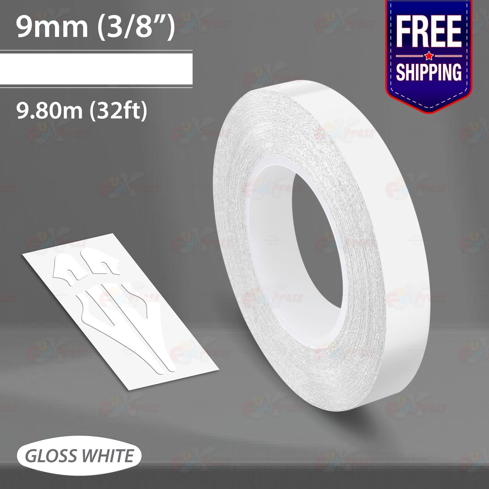 GLOSS WHITE 3/8″ PIN STRIPE Car Model Motorcycle Decal TAPE Vinyl Sticker 9mm