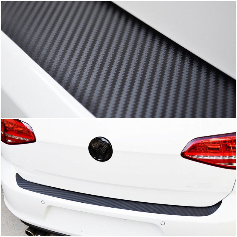 Universal Car Rear Guard Bumper Anti Scratch 5D Black Carbon Fiber Sticker Decal