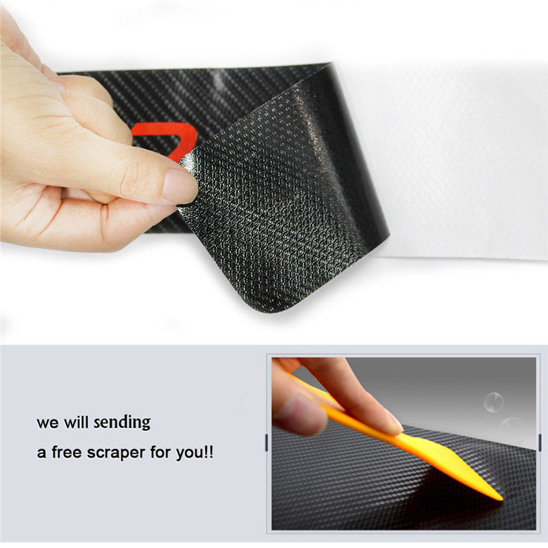 Universal Car Rear Guard Bumper Anti Scratch 5D Black Carbon Fiber Sticker Decal