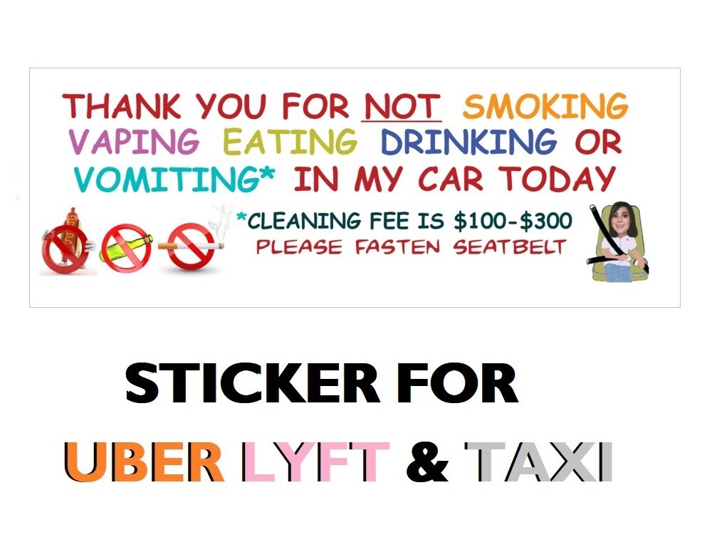 Vomit sticker ,car rules sticker ,warning sticker for ride share