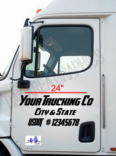 CUSTOM TRUCK DOOR DECALS SET OF 2 USDOT CITY STATE COMPANY NAMEWATERPROOF VINYL